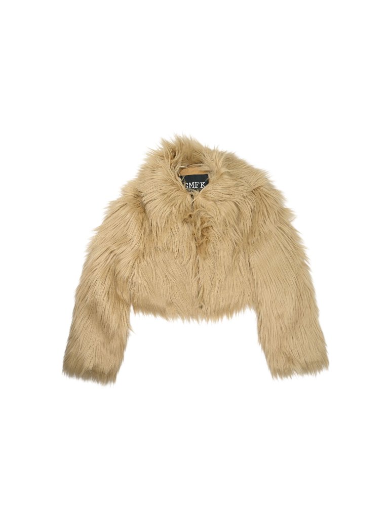 Smfk Wildworld Faux Fur Short Jacket Cf006f In Wheat